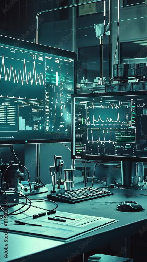 Advanced data analysis being conducted in a modern laboratory setting ...