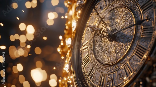 Elegant Countdown Clock with Golden Sparkler Background, Countdown Clocks, New Year's day, New Year's Eve 
