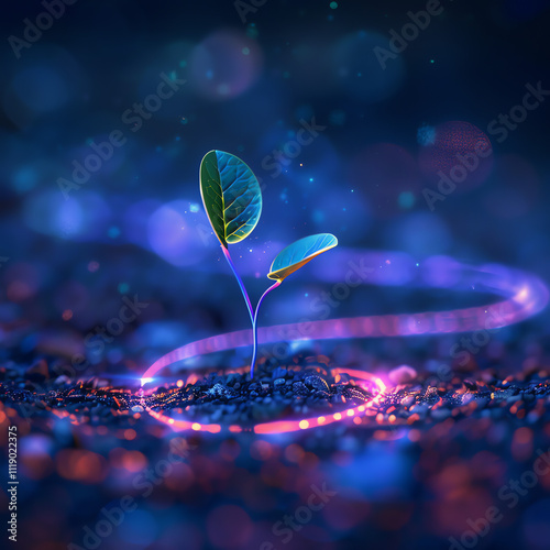 Futuristic abstract plant illustration