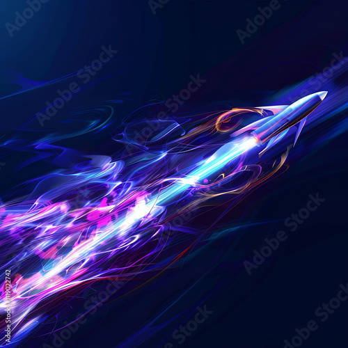 Futuristic abstract rocket illustration for business growth 