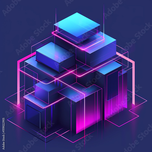 Futuristic abstract line of Building, Tower, Cyber
