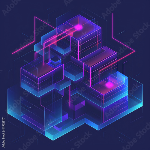 Futuristic abstract line of Building, Tower, Cyber