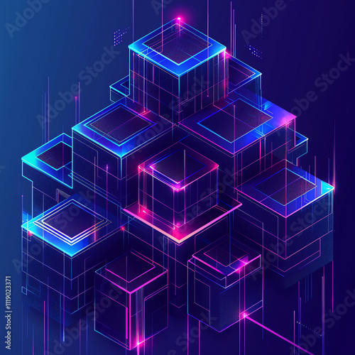 Futuristic abstract line of Building, Tower, Cyber