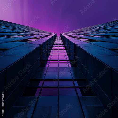 Futuristic abstract line of Building, Tower, Cyber