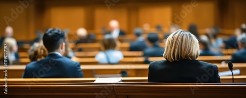 Courtroom scene with legal authorities discussing a case, focused on upholding the law, Legal authority session, judicial system