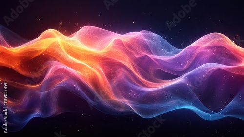 This vibrant graphic displays a wave pattern in a spectrum of colors, representing data fluctuations