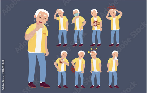 Sick old people with different symptoms