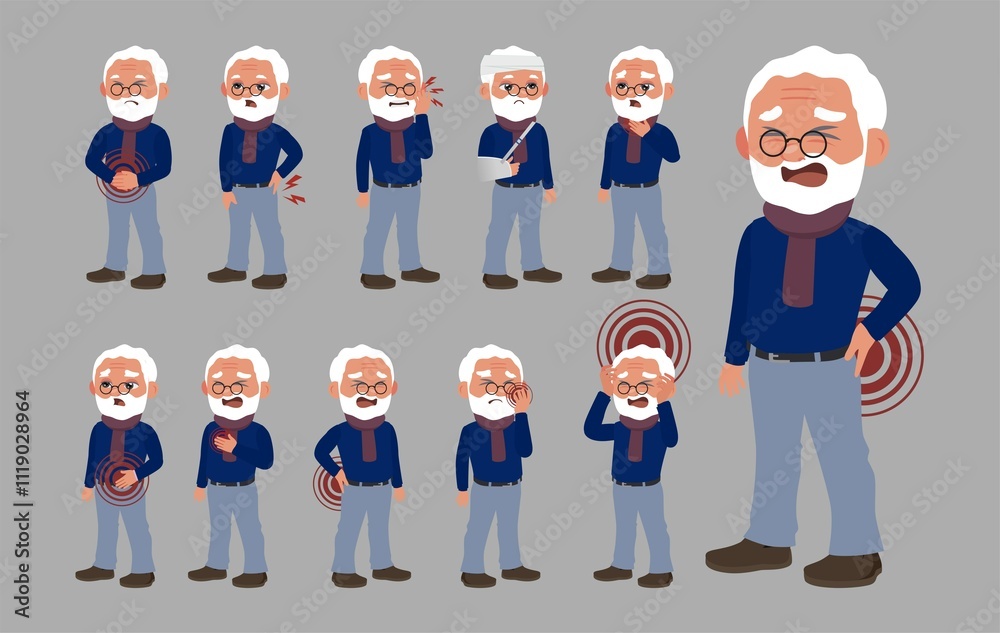 Sick old people with different symptoms Sick old people with different symptoms