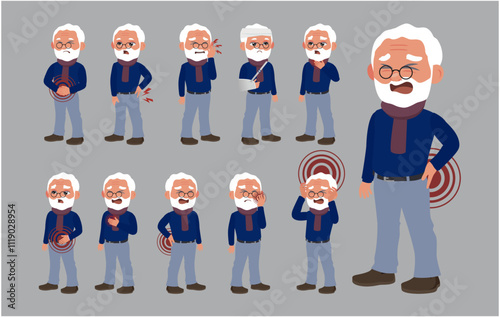 Sick old people with different symptoms