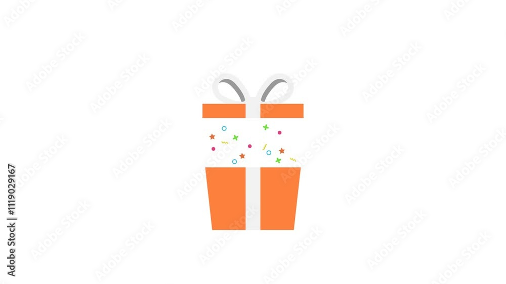 gift box shape icon animation video on transparent background.