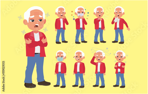 Sick old people with different symptoms