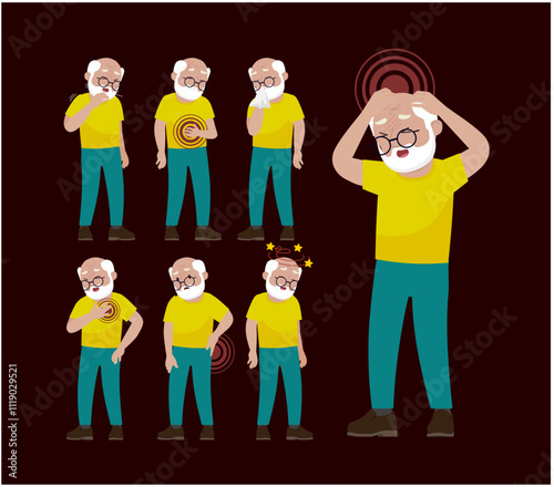 Sick old people with different symptoms