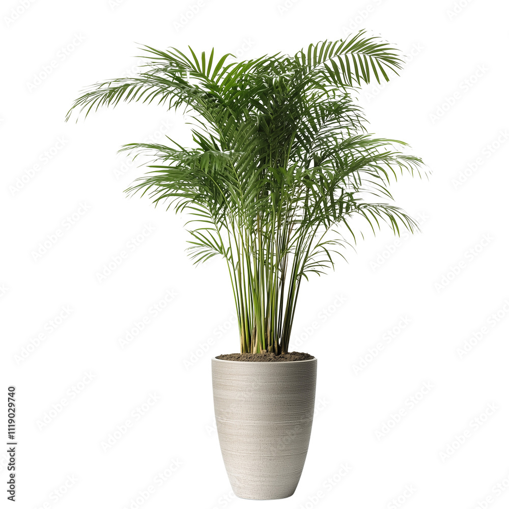 A vibrant indoor flower plant, areca palm on transparent or white background A vibrant indoor flower plant, areca palm on transparent or white background