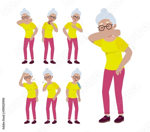 Sick old people with different symptoms