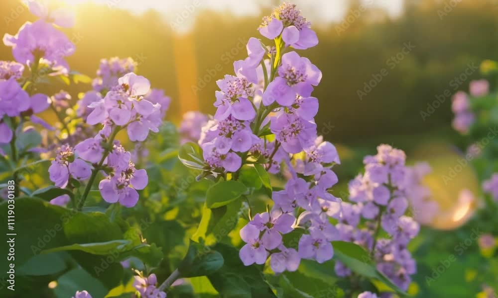 Purple lilac flowers blossom in garden, spring background