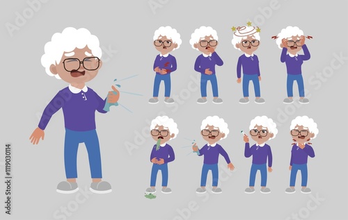 Sick old people with different symptoms