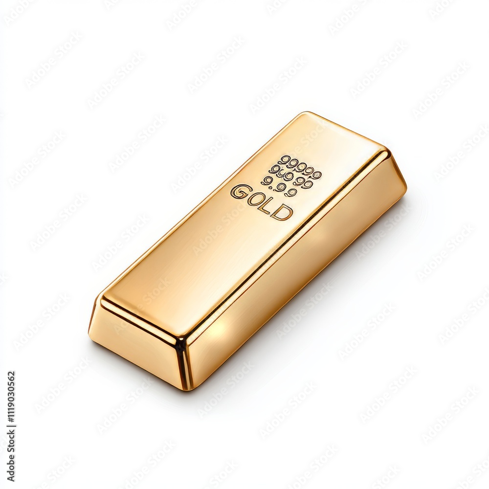 Solid Gold Bar Isolated on White Background for Financial Themes Solid Gold Bar Isolated on White Background for Financial Themes