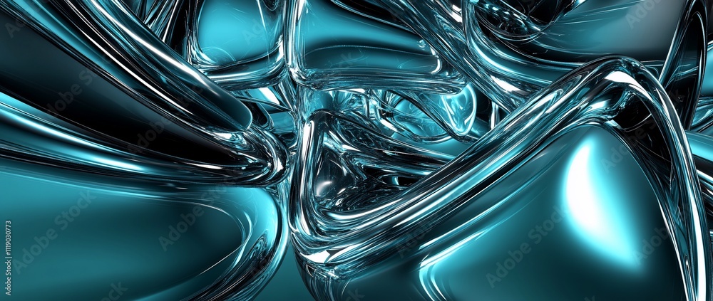Abstract metallic shapes in vibrant blue tones. Abstract metallic shapes in vibrant blue tones.