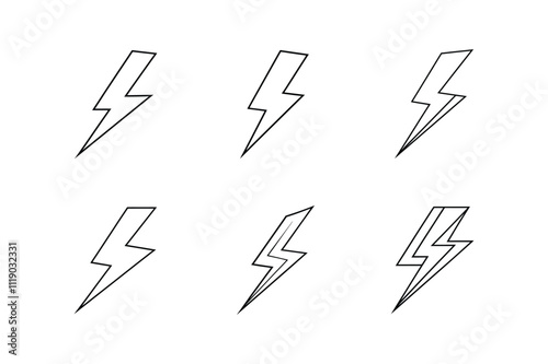 lightning bolt icon line art vector illustration