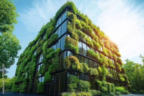 Wallpaper Mural Sustainable Modern Architecture with Vertical Gardens in Eco-Friendly Office Building Torontodigital.ca