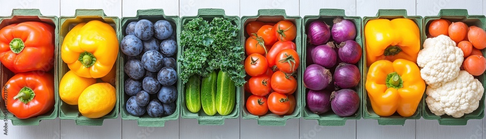 Vibrant vegetable display market food photography indoor top-down view fresh produce concept for healthy eating Vibrant vegetable display market food photography indoor top-down view fresh produce concept for healthy eating