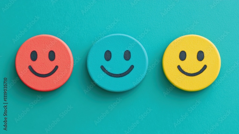 Colorful smiley faces display creative studio digital art minimalist style close-up positive emotions for branding Colorful smiley faces display creative studio digital art minimalist style close-up positive emotions for branding