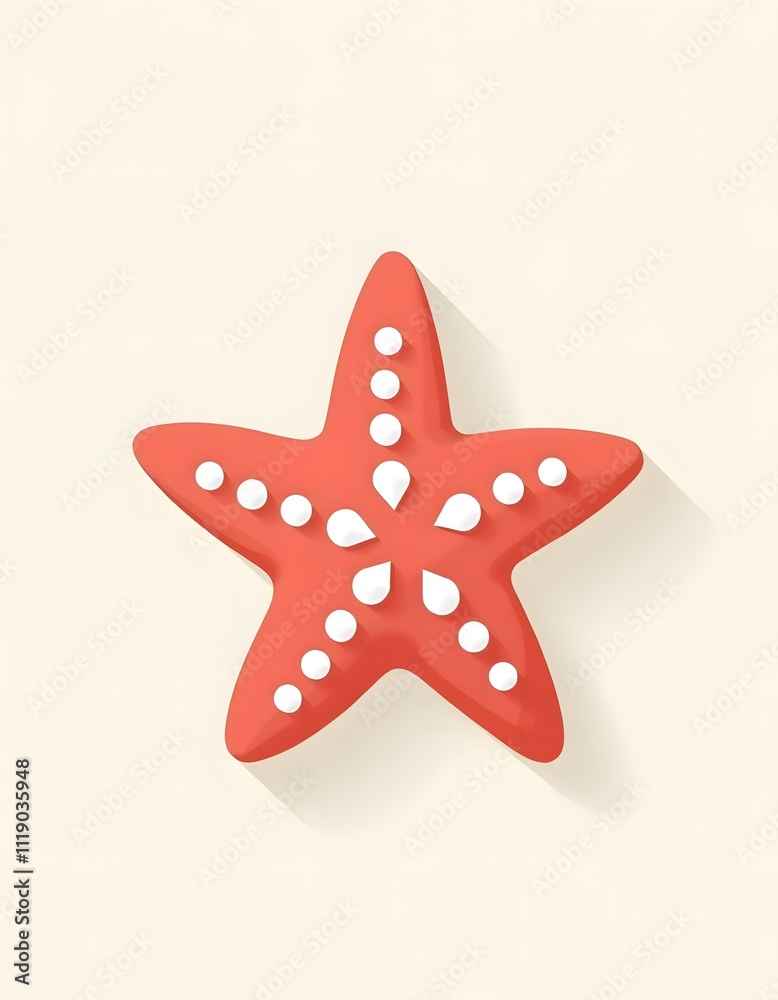 Flat design starfish icon in coral and white for summer-themed vector illustrations Flat design starfish icon in coral and white for summer-themed vector illustrations