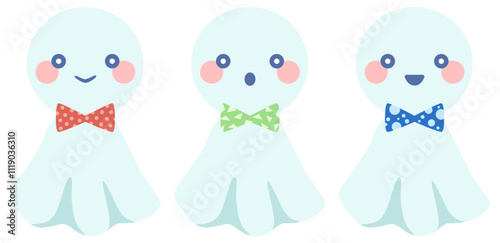 かわいいてるてる坊主のイラストセット ベクター素材