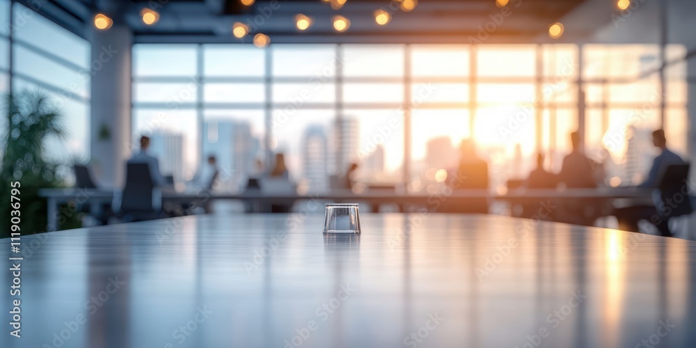 Modern Office Interior with Professionals in Meeting at Glossy Table and Soft Natural Light Modern Office Interior with Professionals in Meeting at Glossy Table and Soft Natural Light