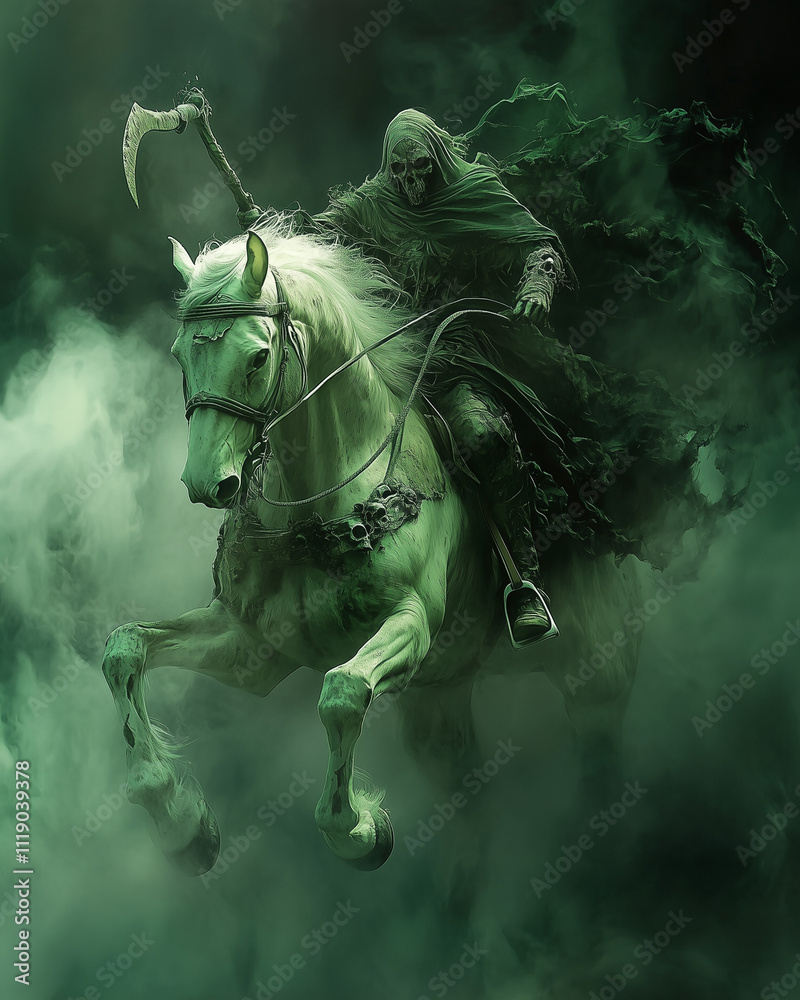 Fototapeta premium a hyper realistic fantasy painting of a four horseman of the apocalypse