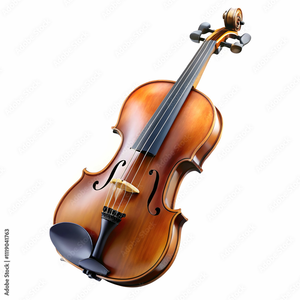 Fototapeta premium A violin displayed against a white backgroun
