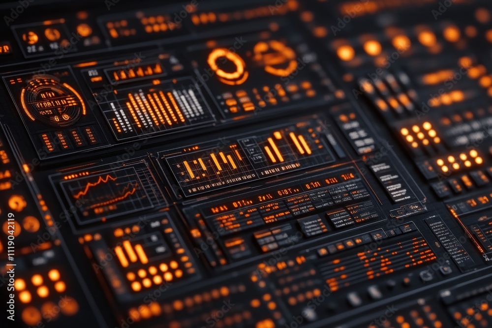 Obraz premium Data visualization dashboard technology sector digital interface modern design close-up view interactive analytics tool