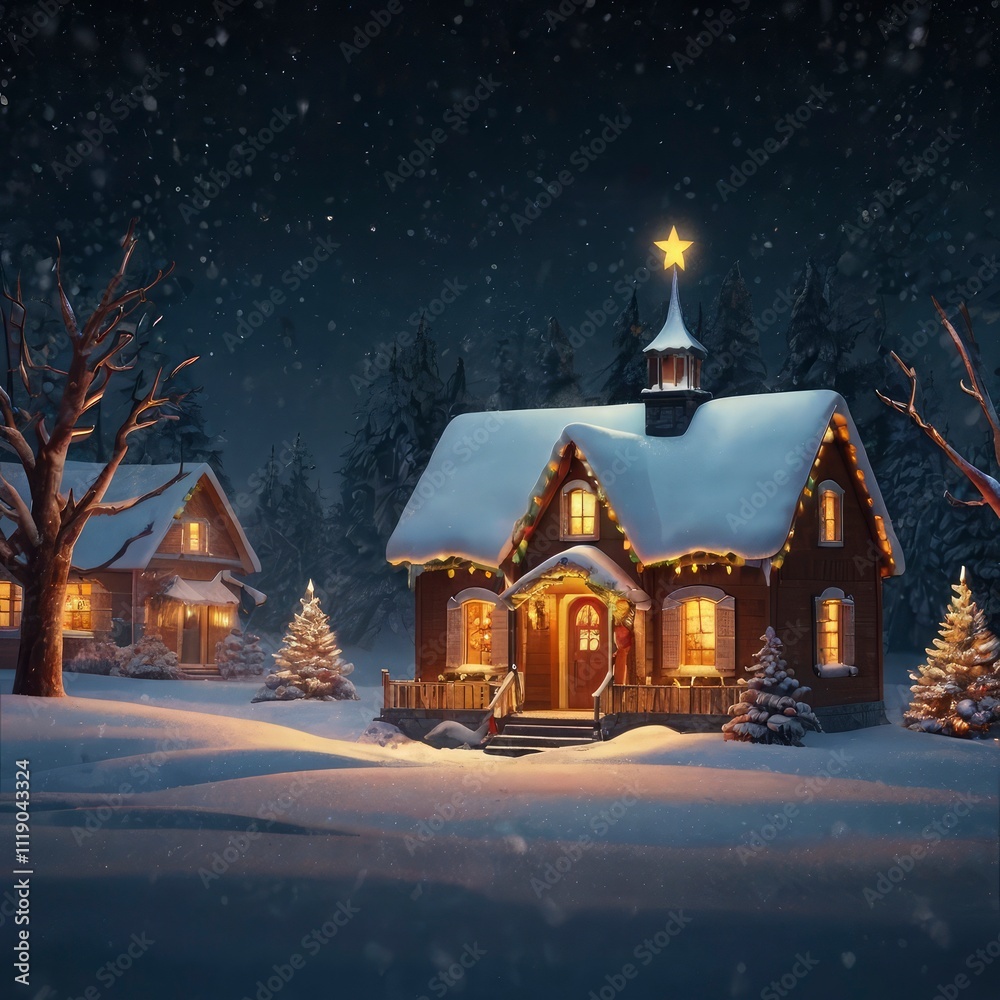 Fototapeta premium Christmas house in the mountains