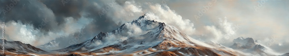 Majestic Mountain Peak Enveloped In Misty Clouds Majestic Mountain Peak Enveloped In Misty Clouds