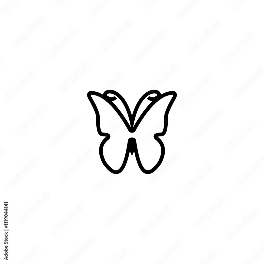 Naklejka premium black and white butterfly icon shape