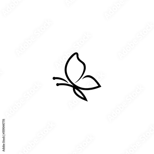 black and white butterfly icon shape