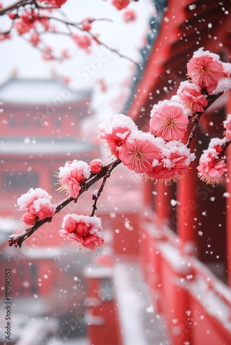 Plum blossoms in snow