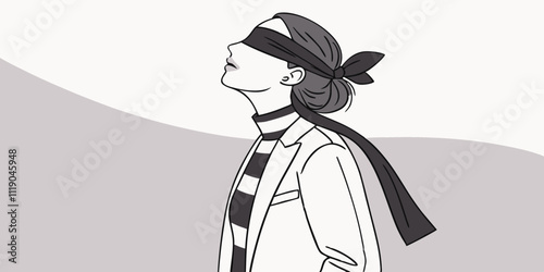 Fashion portrait of the young woman blindfold
