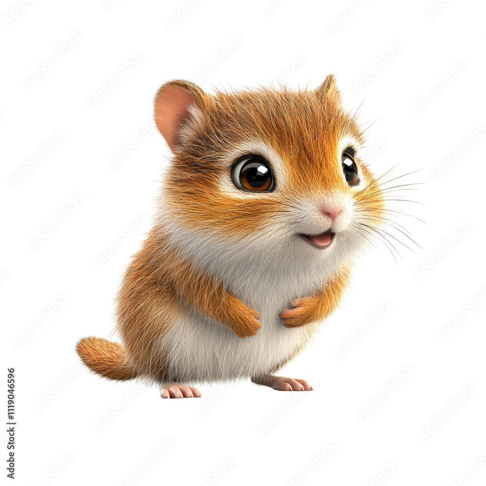 Adorable 3D Render of a Cute Hamster, Happy and Playful