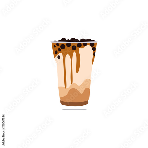 a cup of coffee with chocolate boba