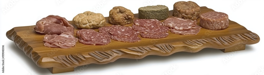 Photograph of a charcuterie board on a white background, Photograph of a charcuterie board on a white background,