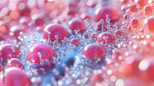 Pastel Water Droplets DLA 3D Render Macro Background