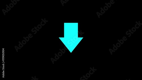 Down indicator arrow animation on black background. Animated blue squirrel arrow motion. moving arrow 4k video footage.