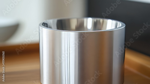 Brushed Metal Toothbrush Holder, Modern Design, Stainless Steel, Cylindrical Shape, Bathroom Accessory