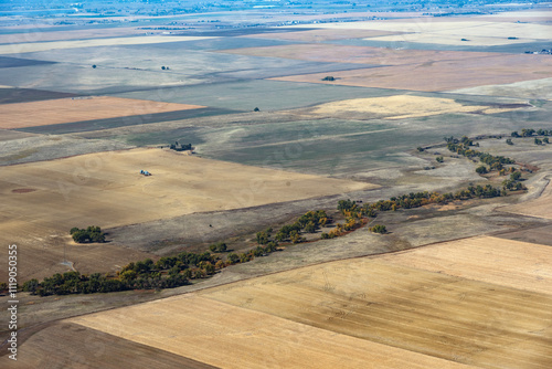 Aerial view of corn fields in Nebraska, USA