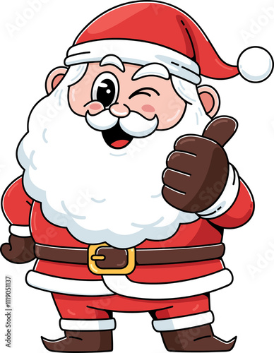 Cheerful Cartoon Santa Claus Giving Thumbs Up