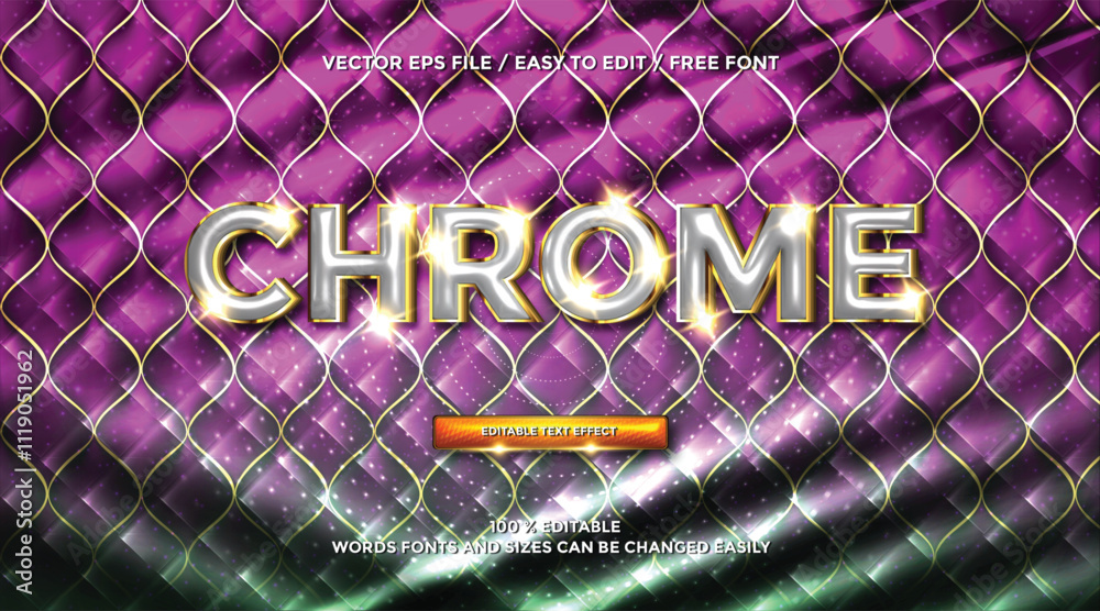 3D rendering Chrome gold text effect animation