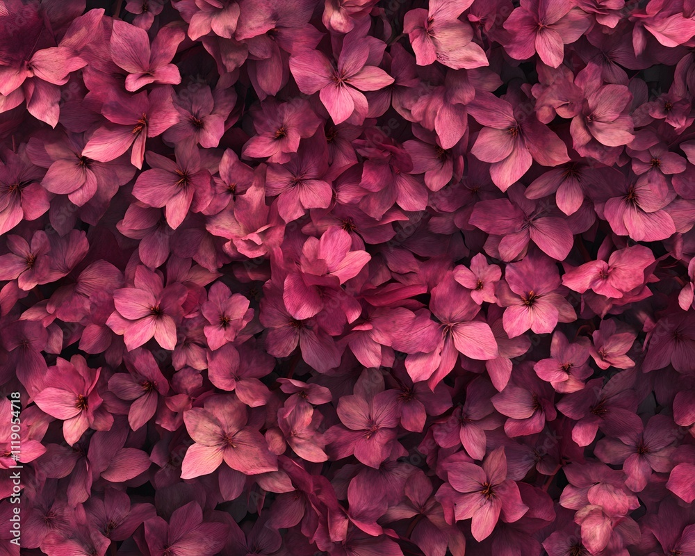 A dense arrangement of pink flowers creating a vibrant, textured pattern. A dense arrangement of pink flowers creating a vibrant, textured pattern.