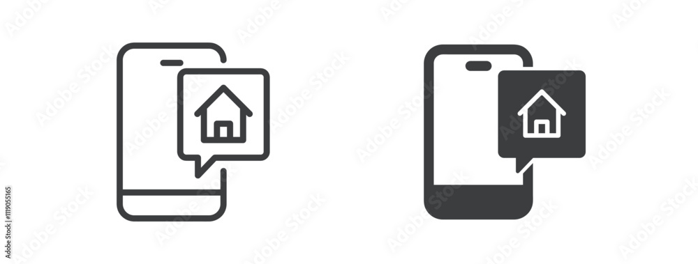 Real estate promotion icon. Line and glyph solid icon. Editable stroke and Perfect pixel isolated on clean transparent background. Vector illustration.