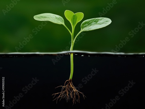 natural transpiration concept. A close-up of a plant s roots absorbing water, driven by transpiration to support growth photo